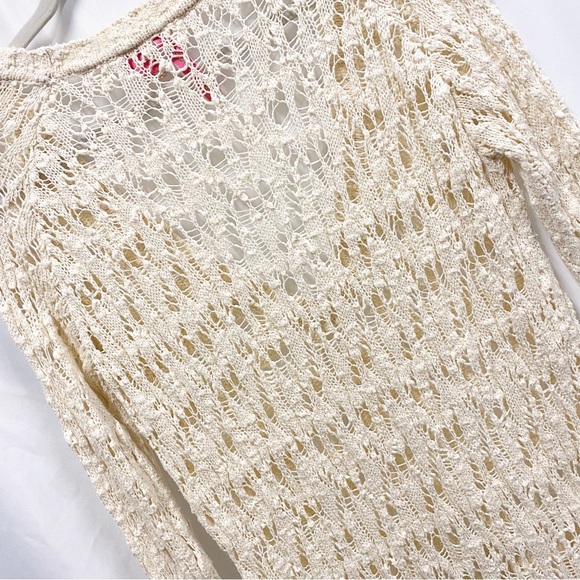 Charlotte Cream Pullover Crochet V-neck Sweater - Picture 5 of 6
